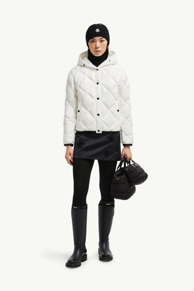 ホワイト Arvouin Hooded Diamond-Quilted Short Down Jacket