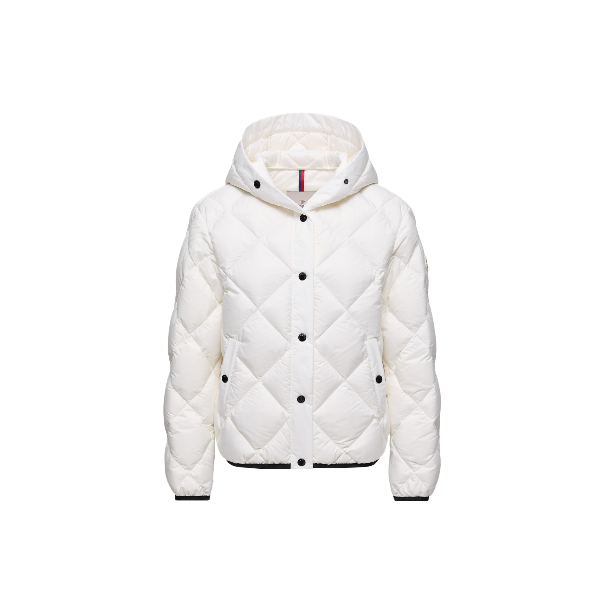 Moncler Arvouin Hooded Diamond-quilted Short Down Jacket White