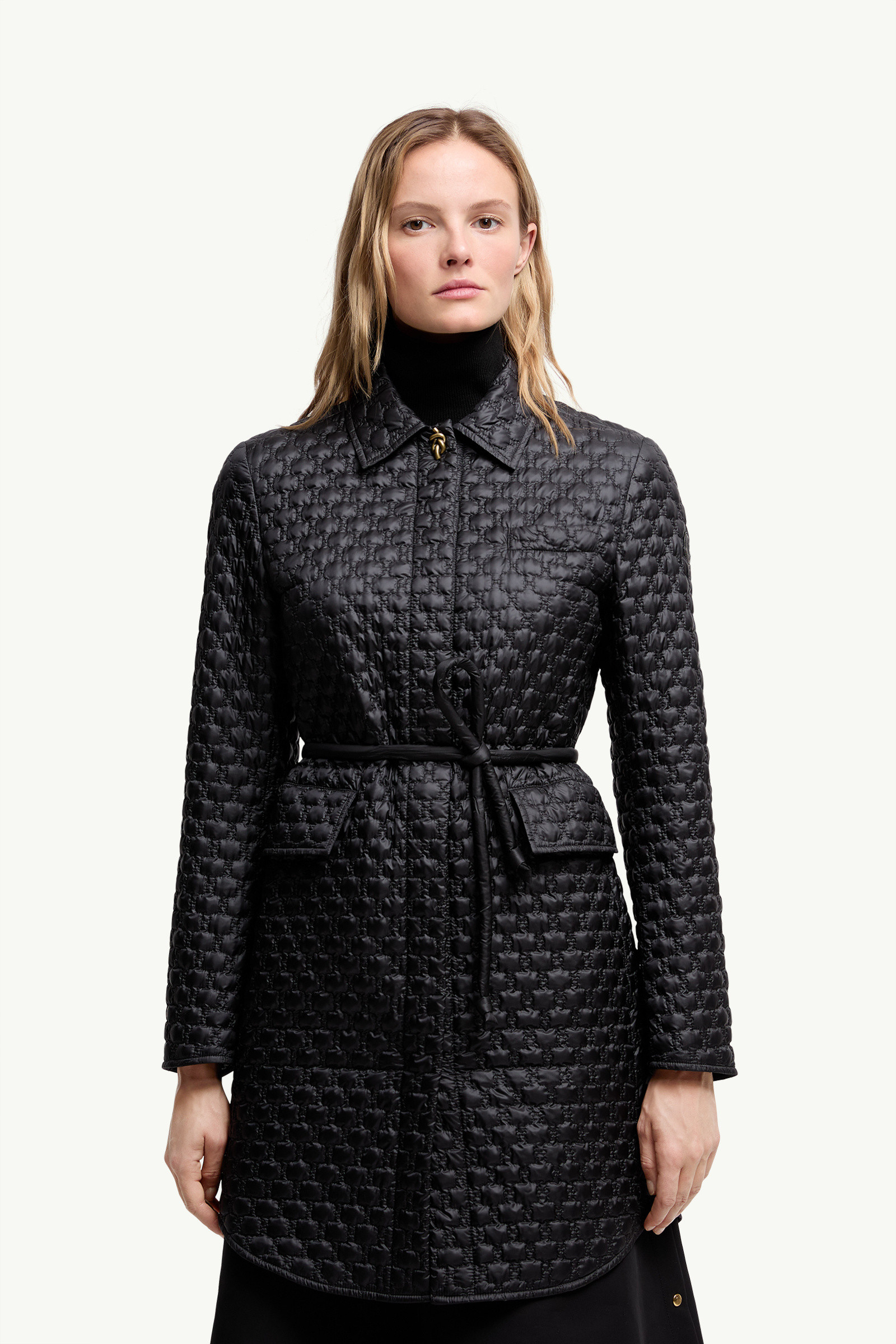 Moncler Raissac Geometric-Quilted Long Down Jacket ★関税込 Black Raissac Geometric-Quilted Long Down Jacket