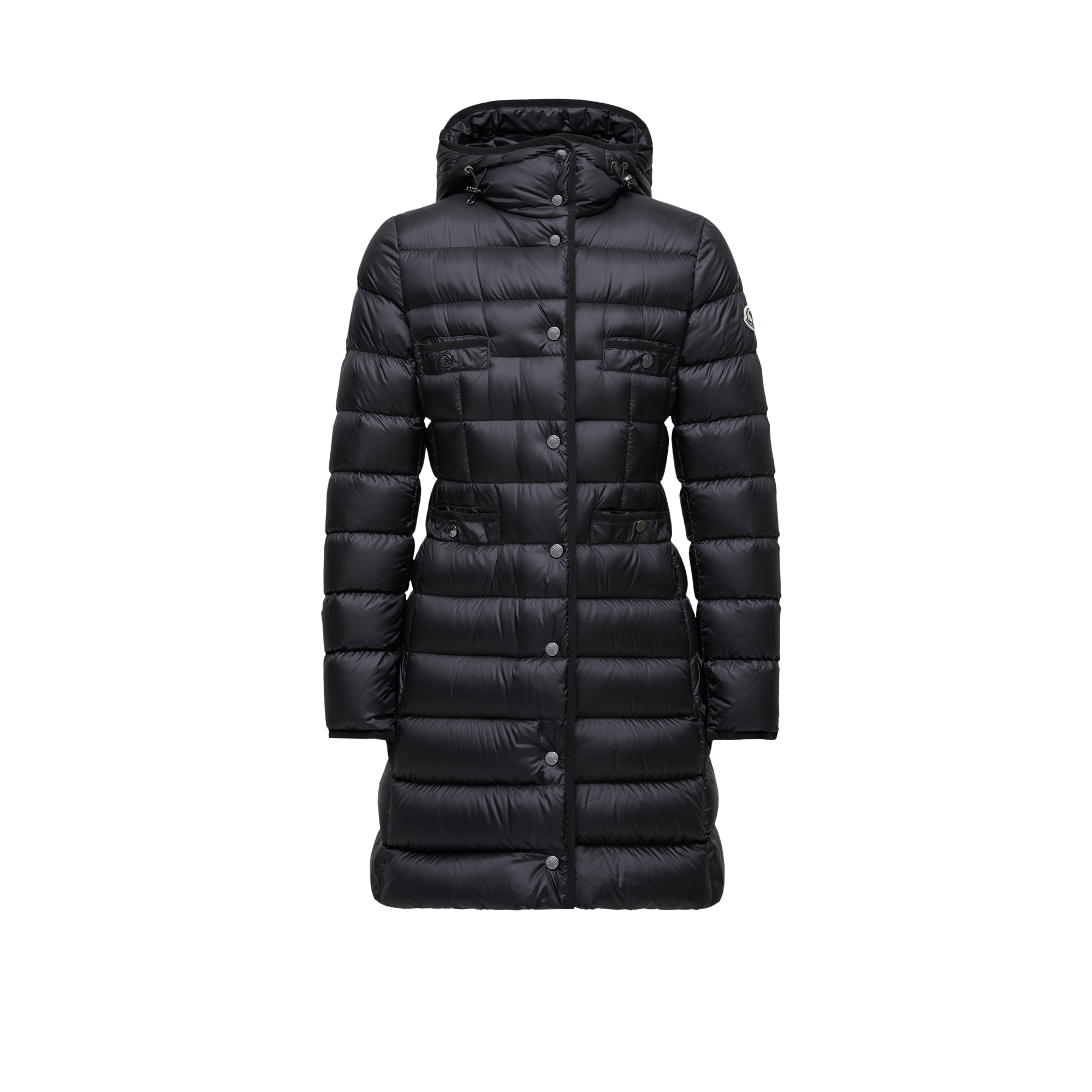 Moncler Hirma Hooded Long Down Jacket Black