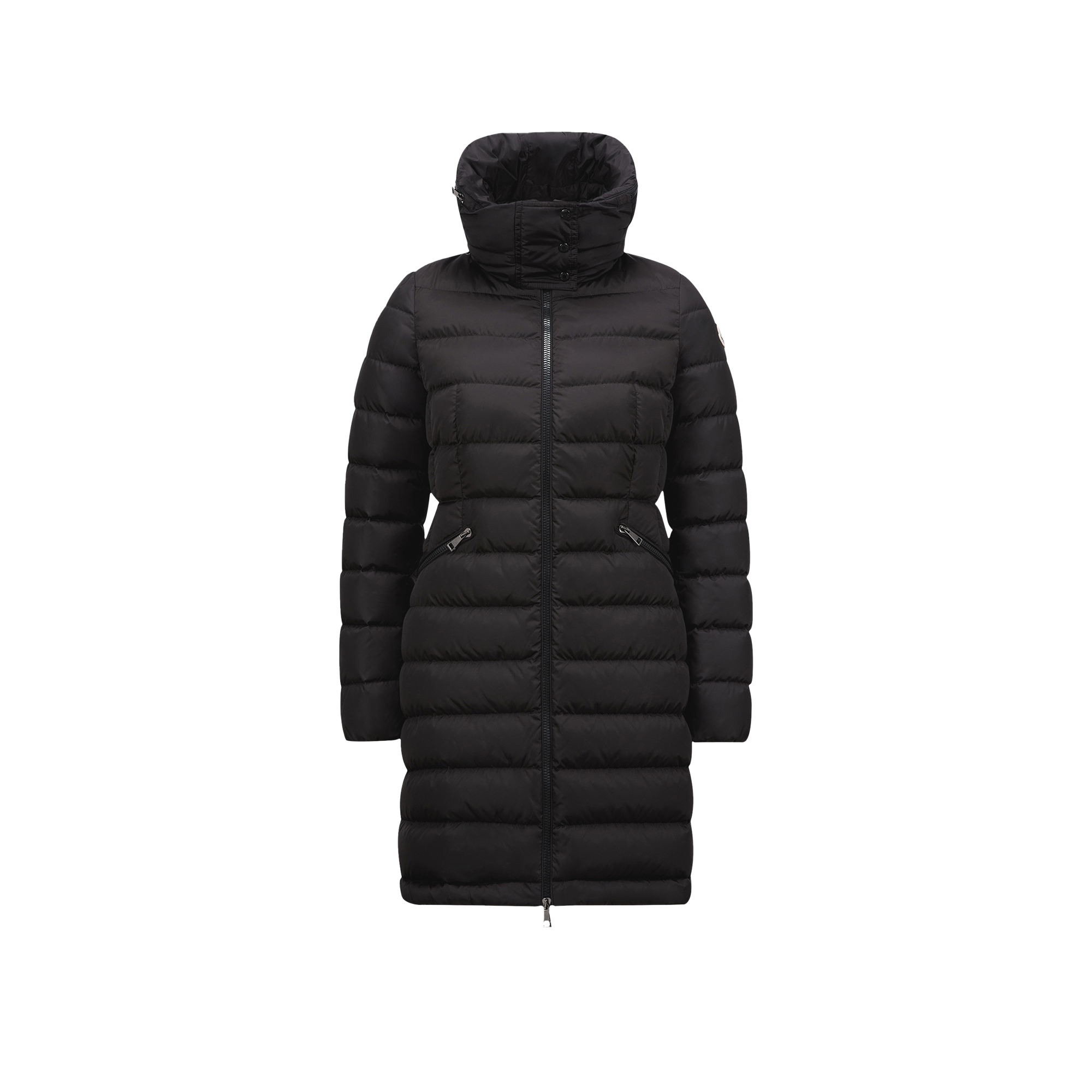 Moncler Womens Black Flammette Brand-patch Slim-fit Shell-down Jacket