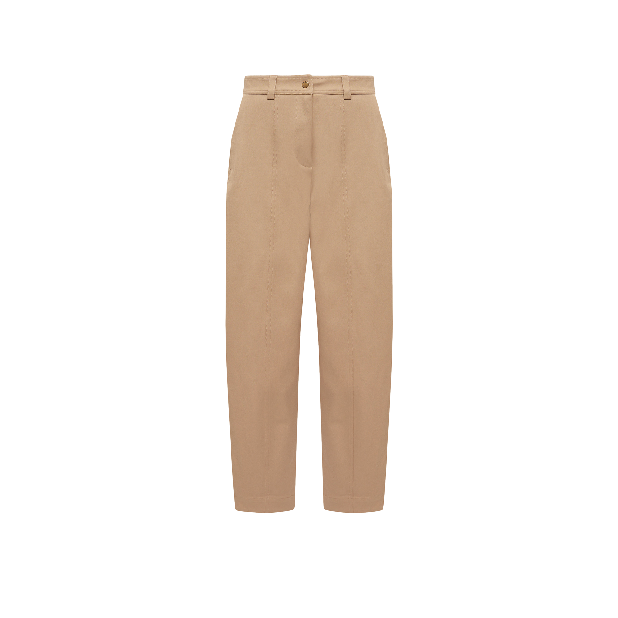 Moncler Pantalon Droit En Gabardine De Coton In Brown