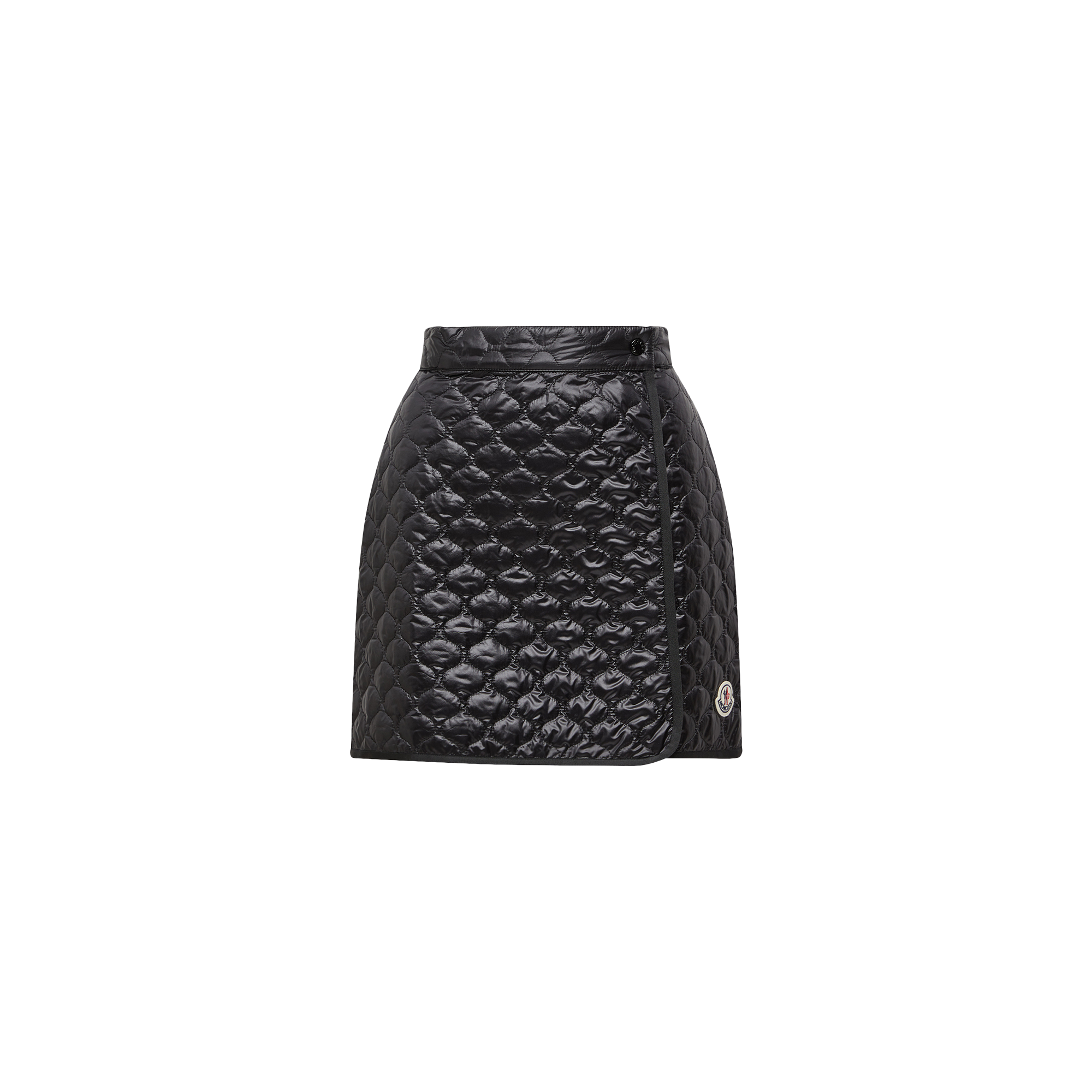 Moncler Quilted Black Skirt With Glossy Finish And Wrap Style In Black