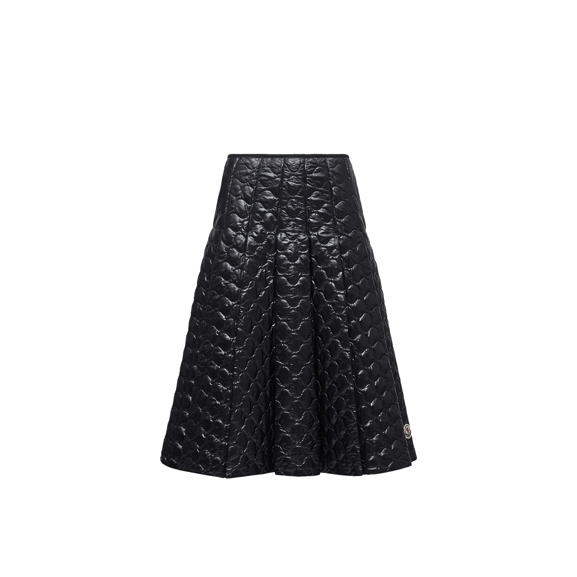 Moncler Gonna Quilted Pleated Shell Midi Skirt In Black