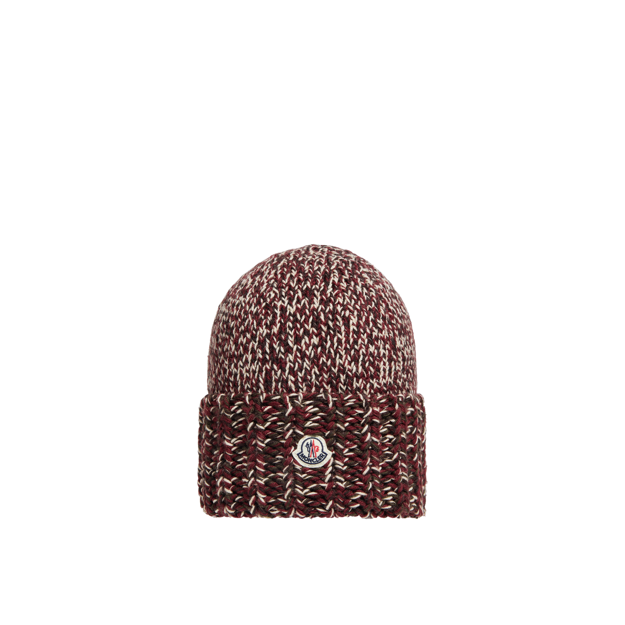 Moncler Cable-knit Logo-detail Beanie In Red