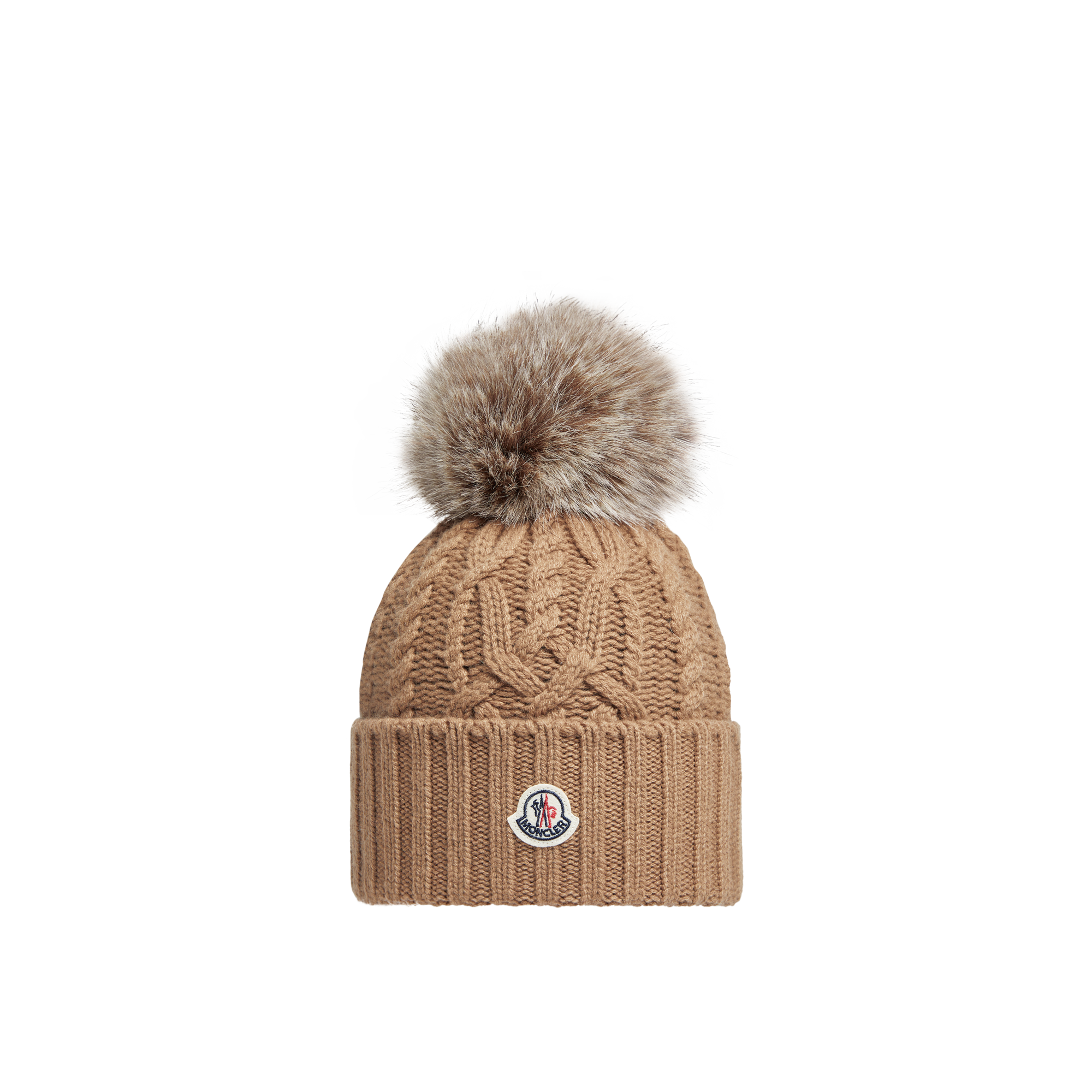 Moncler Cashmere Hat With Pon Pon Accessories In Brown