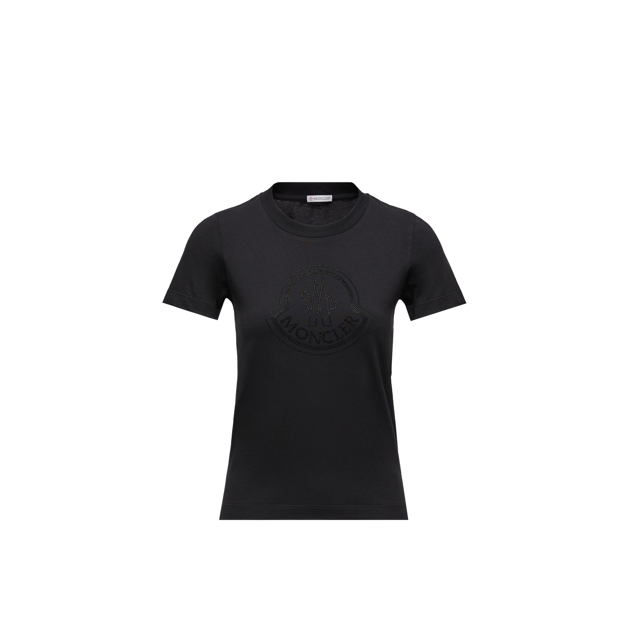 Moncler Logo Rhinestone T Shirt In Black