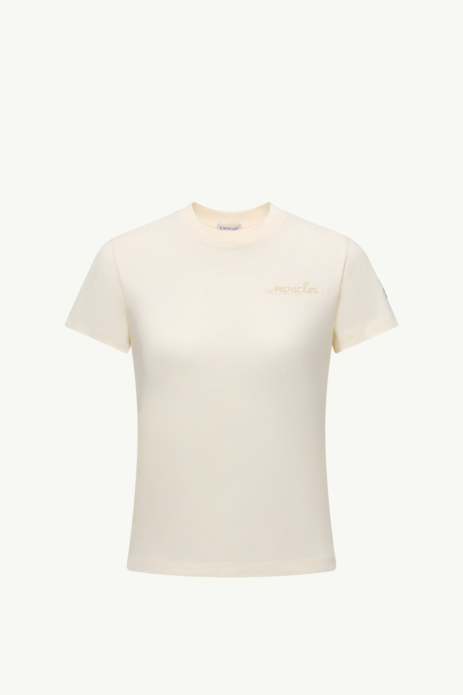 ◆大人もOK◆【MONCLER】刺繍ロゴ*コットン*Tシャツ*ホワイト ホワイト Tシャツ : トップ&Tシャツ 向けの レディース