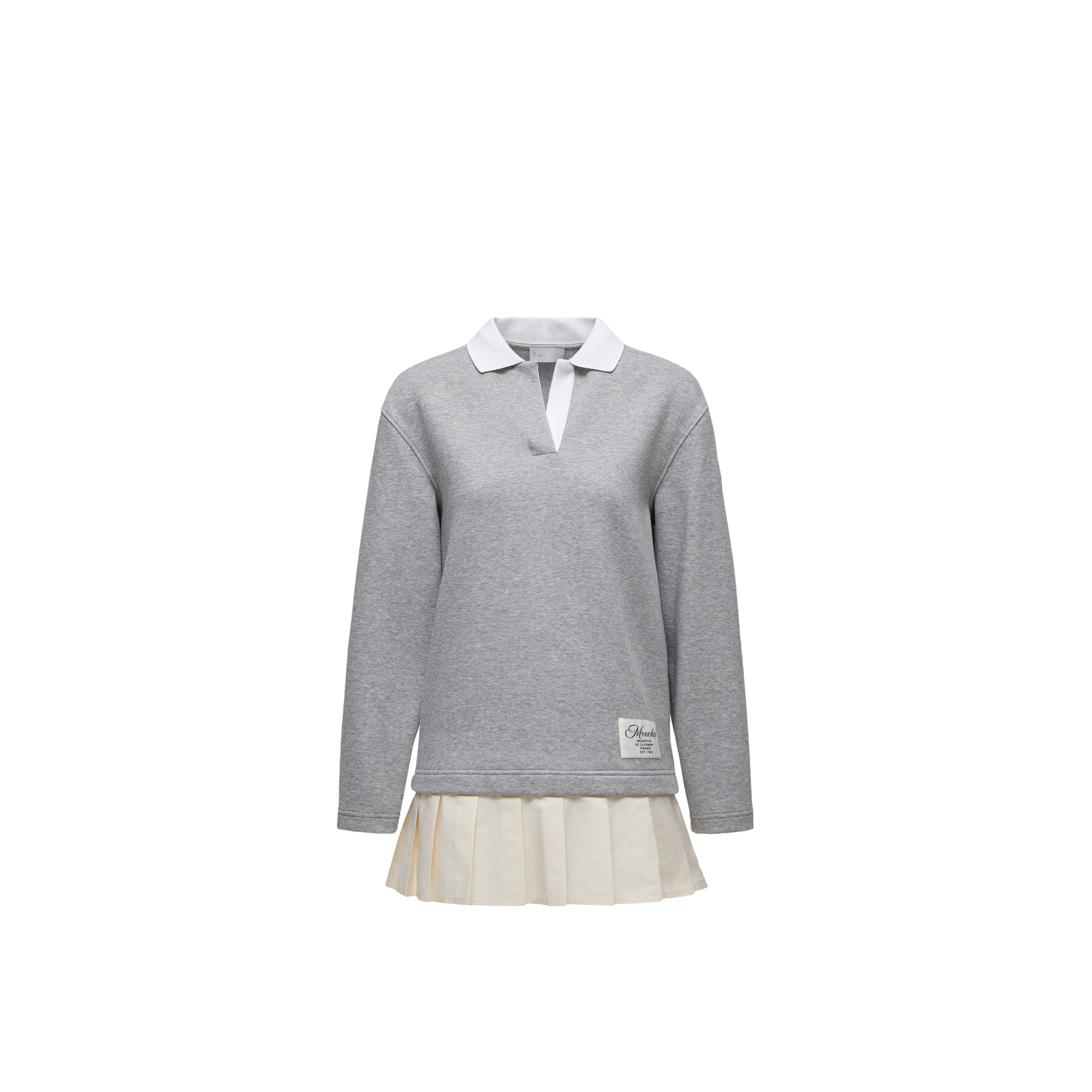 MONCLER COLLECTION Pleated Cotton Blend Polo Dress, Women, Gray, Size: M