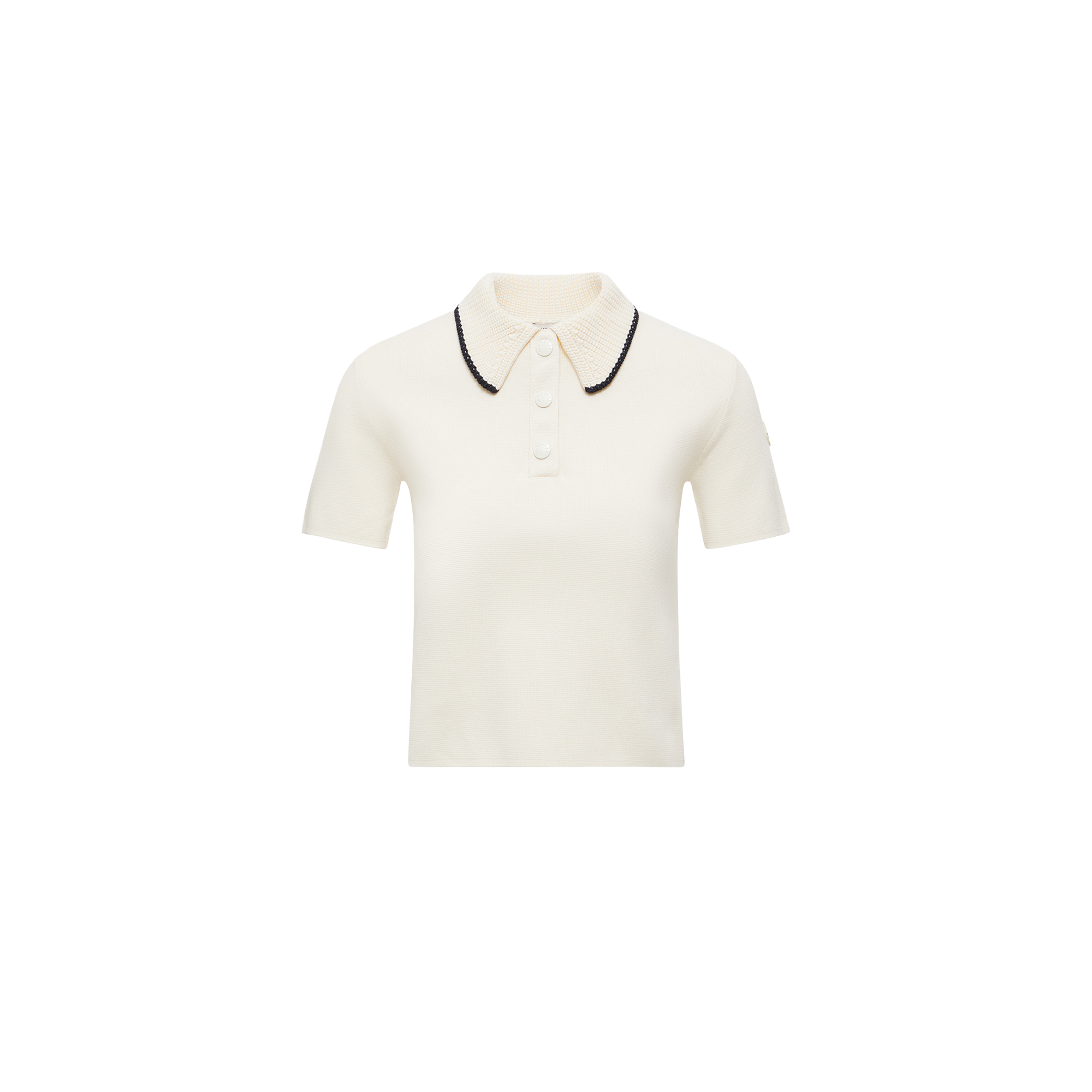 Moncler Knit Cotton Polo Shirt In White