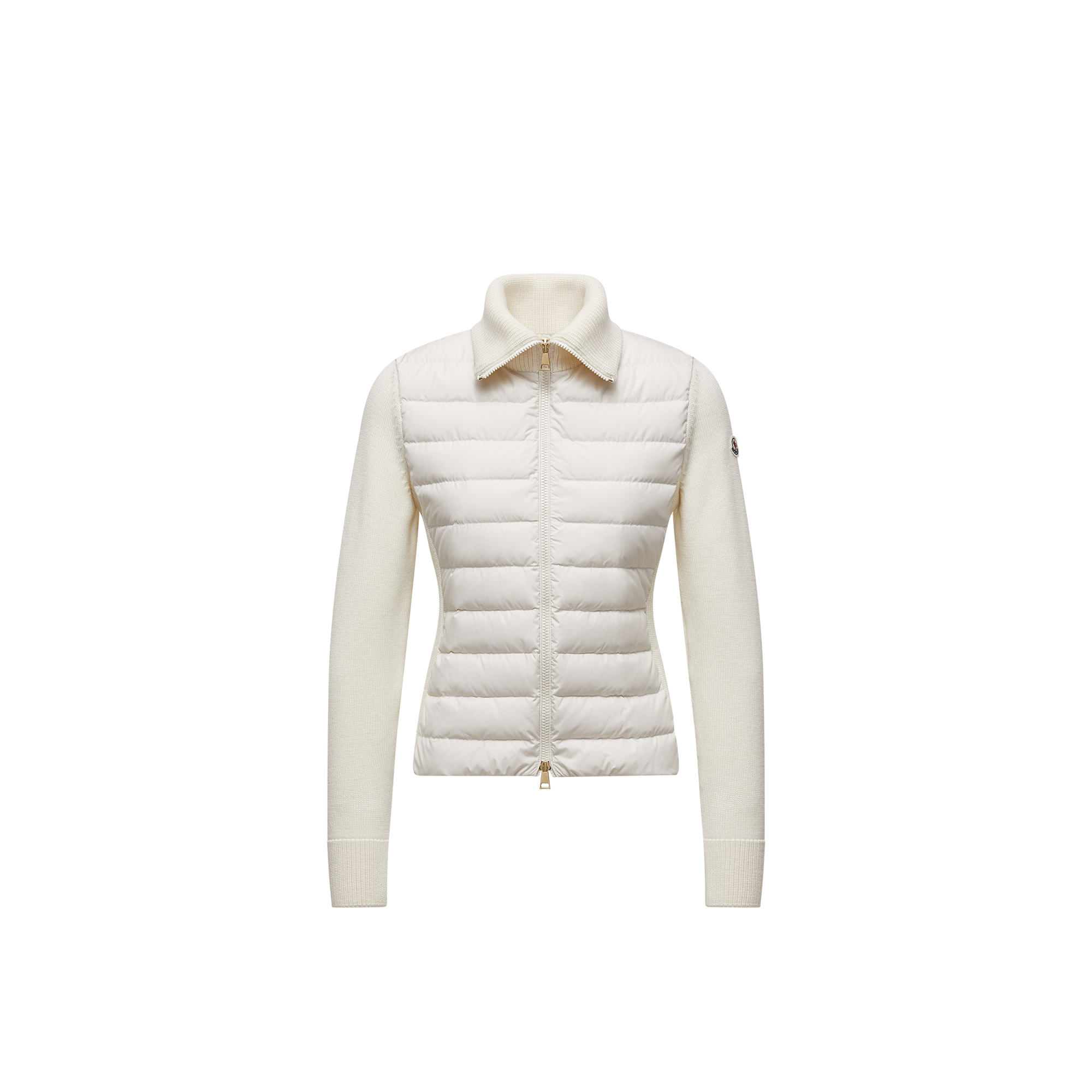 Moncler Quilted Knitted Jacket In Neutral