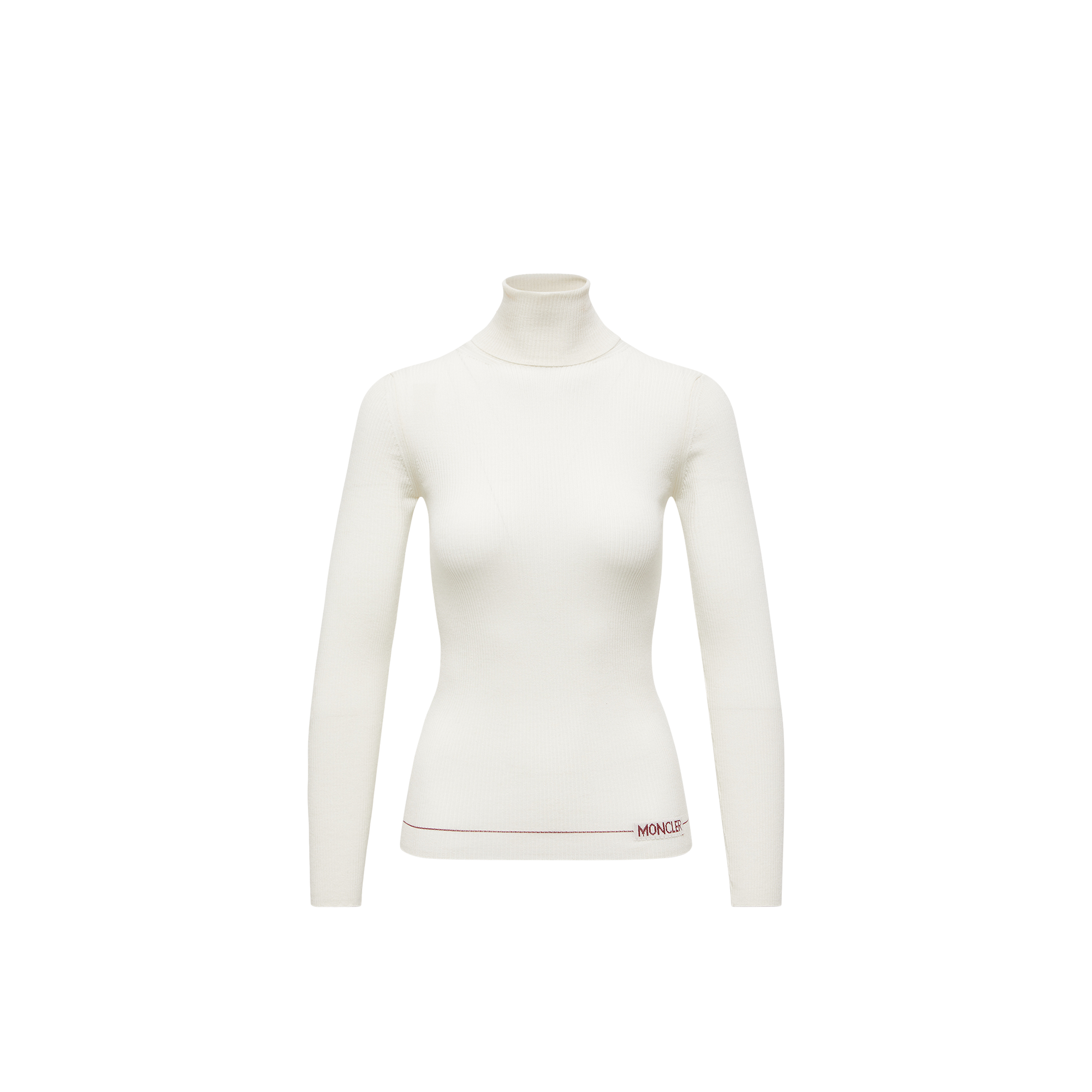Moncler Pull À Col Roulé En Laine Avec Logo In White