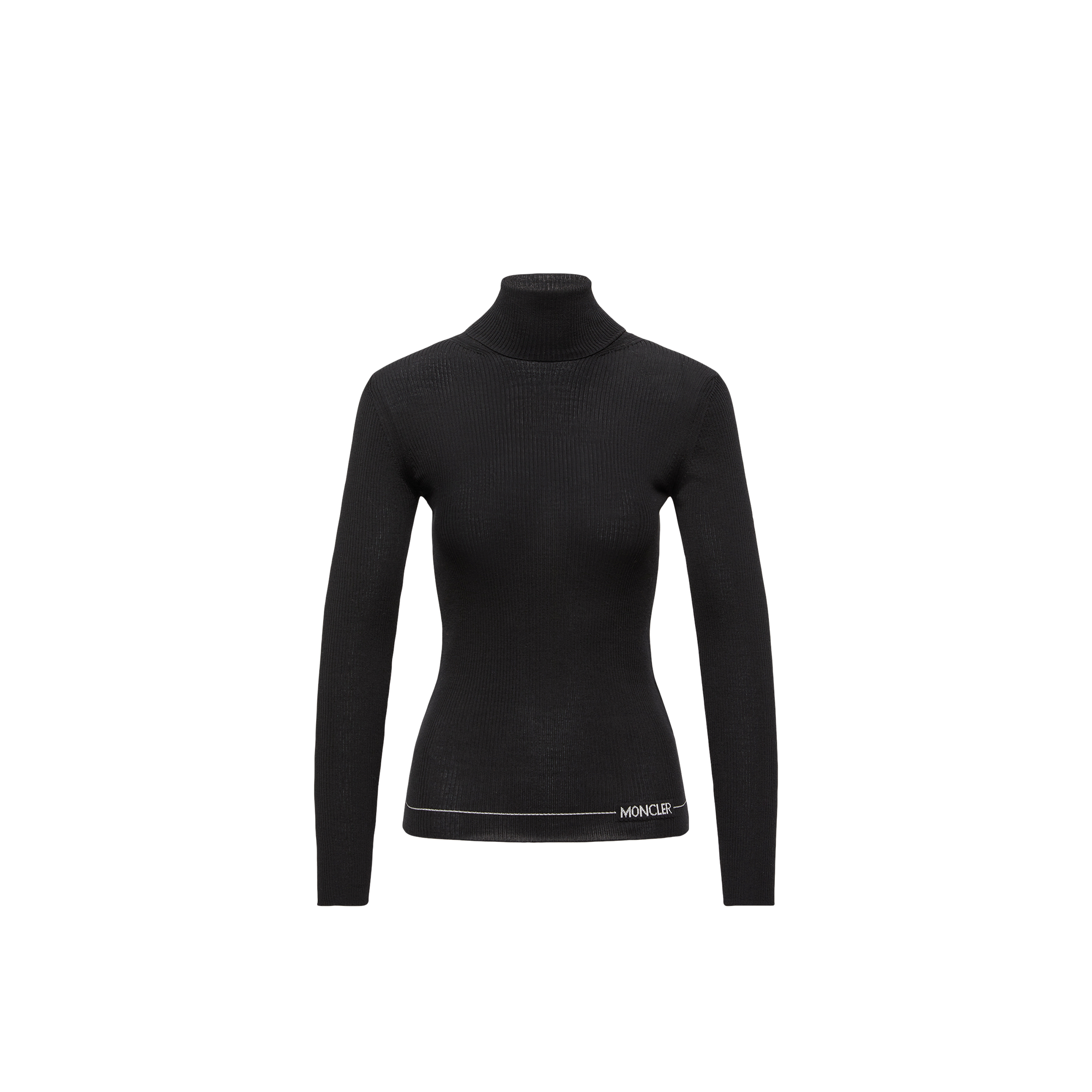 Moncler Fitted Turtleneck Knitwear Long Sleeves In Black