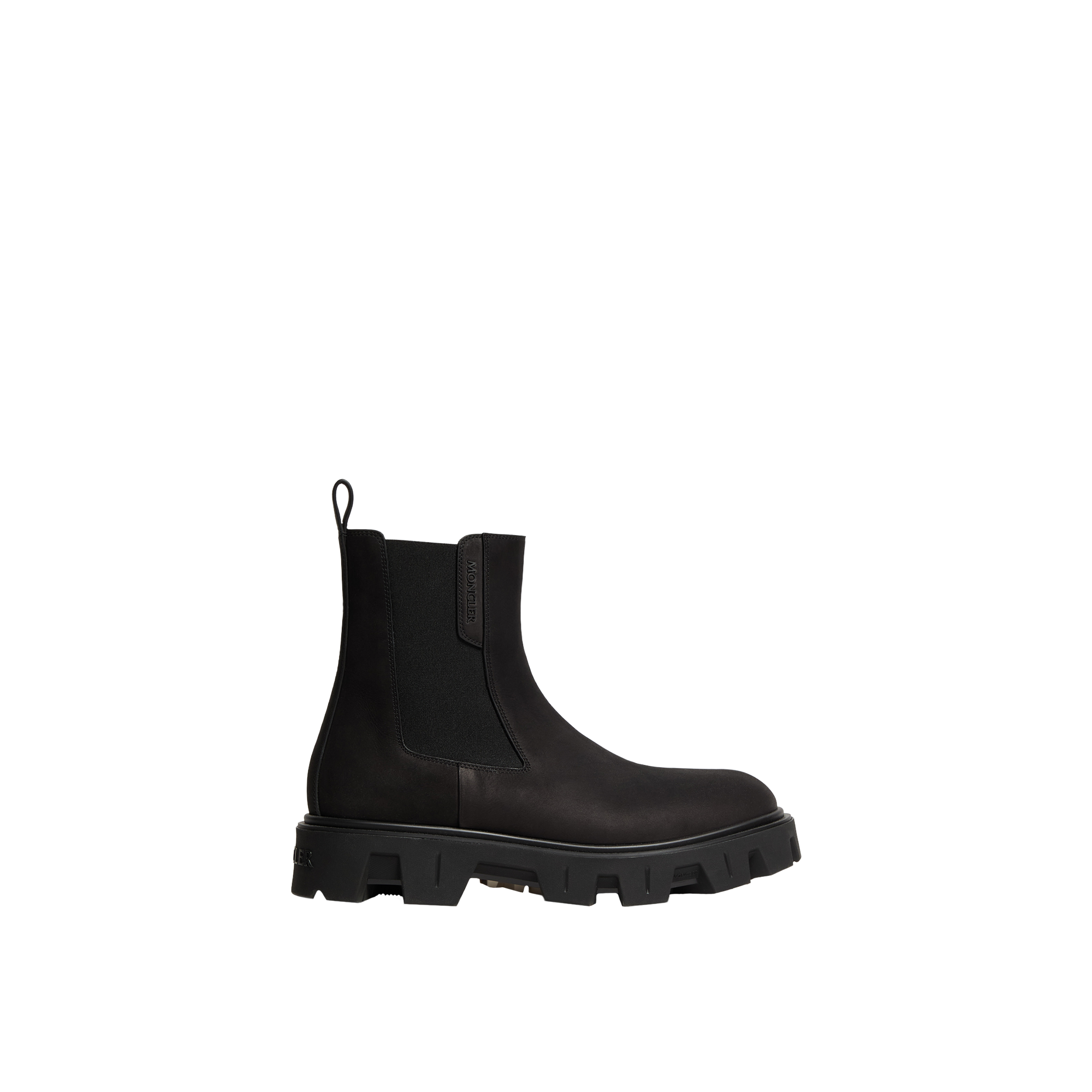 Moncler Peak City Nubuck Chelsea Boots In Black