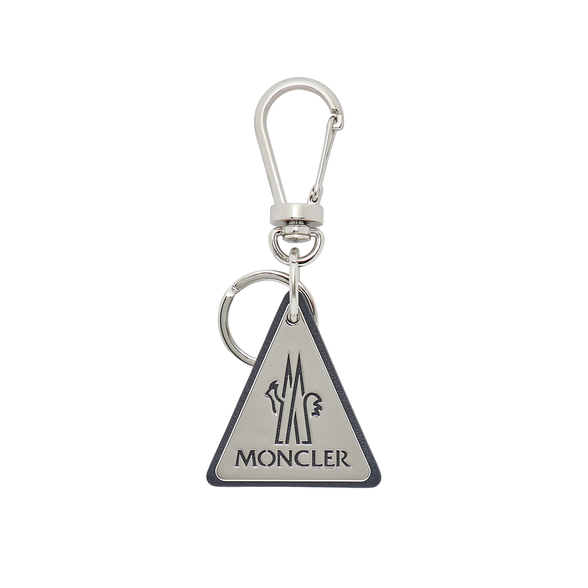 Moncler Logo Leather Key Ring Grey