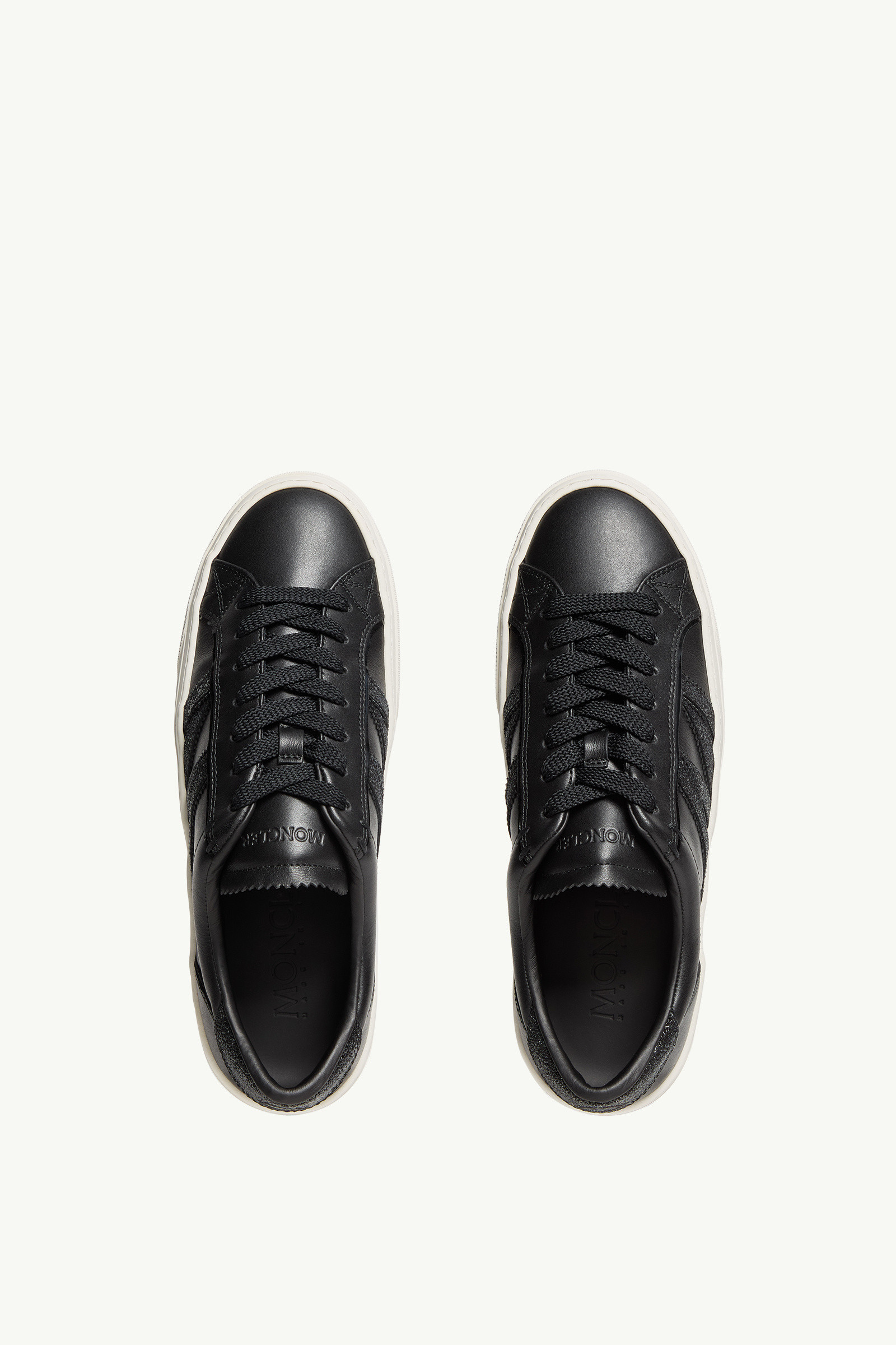 関税込 Moncler Monaco2 Leather & Glitter Trainers White Monaco2 Leather & Glitter Sneakers - Sneakers for