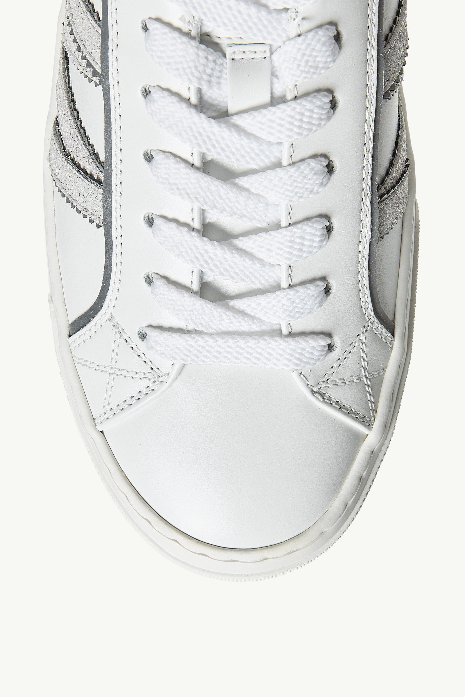 追跡送料込 MONCLER MONACO2 レザー＆グリッター スニーカー ホワイト Monaco2 Leather & Glitter Trainers : トレーナー
