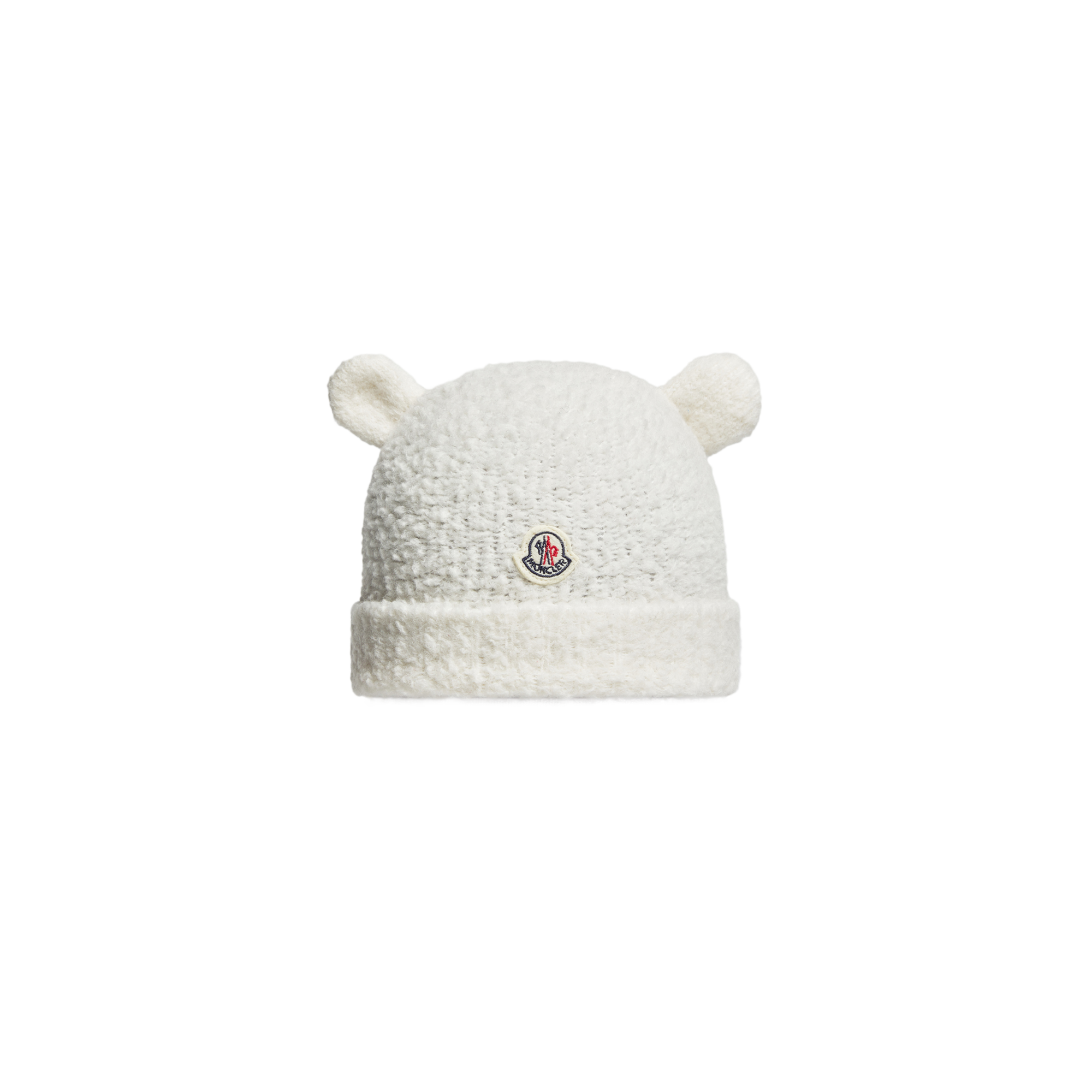 MONCLER ENFANT Wool Blend Beanie with Teddy Bear Ears, Gender Neutral, White, Size: XXS