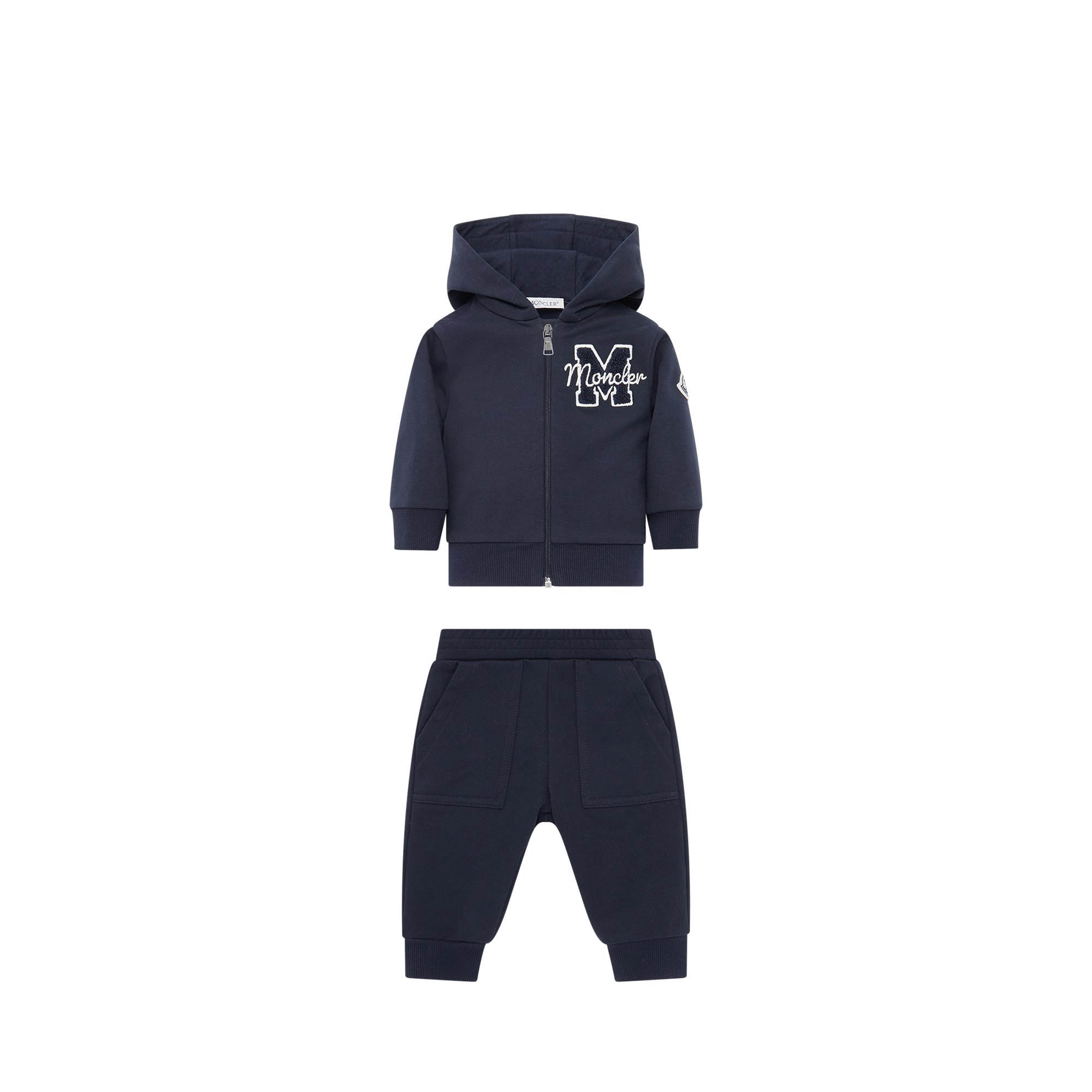 MONCLER ENFANT Embroidered Teddy Logo Cotton Tracksuit Set, Boy, Blue, Size: 12/18M