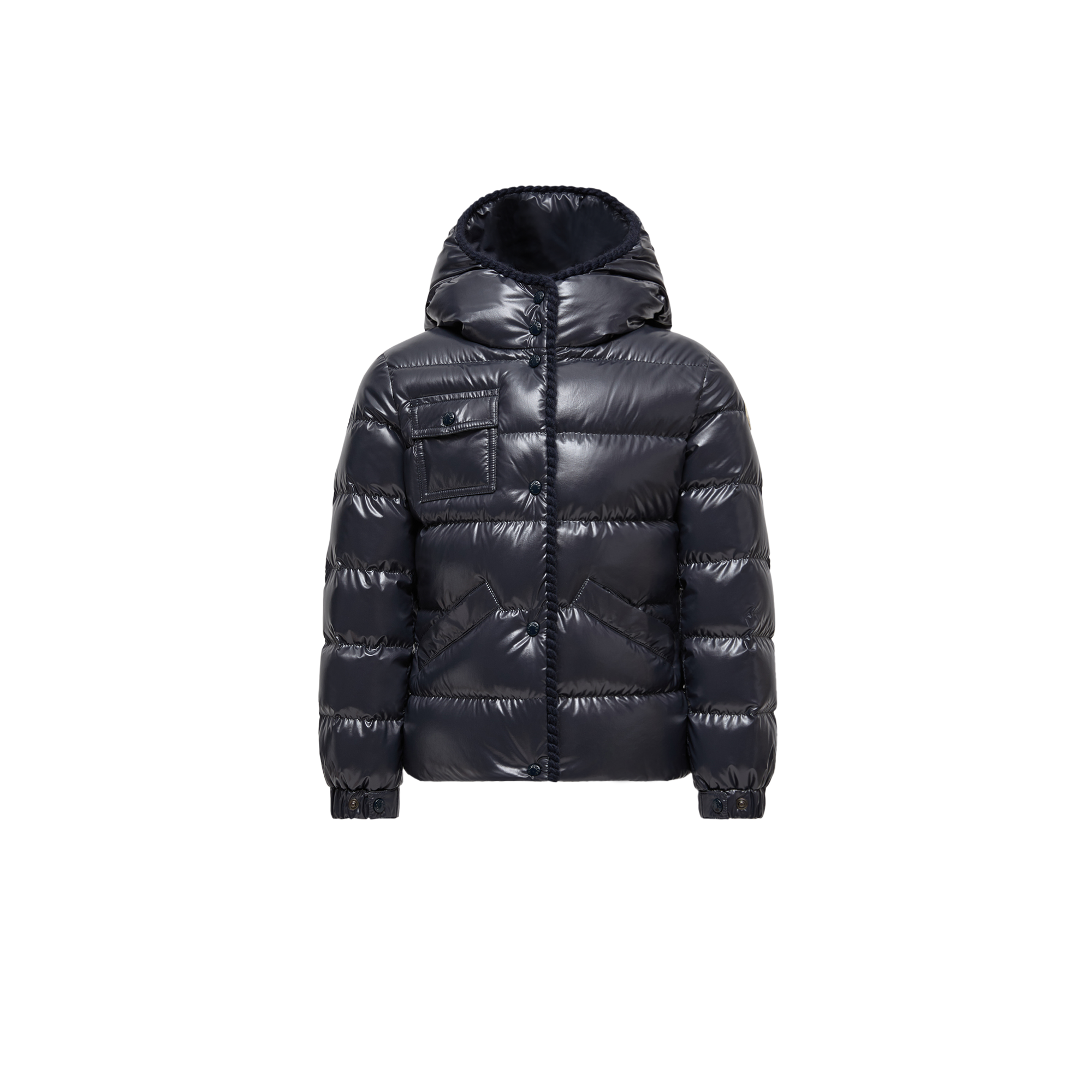 Moncler Doudoune À Capuche Et Bordure Tressée Glareins In Black