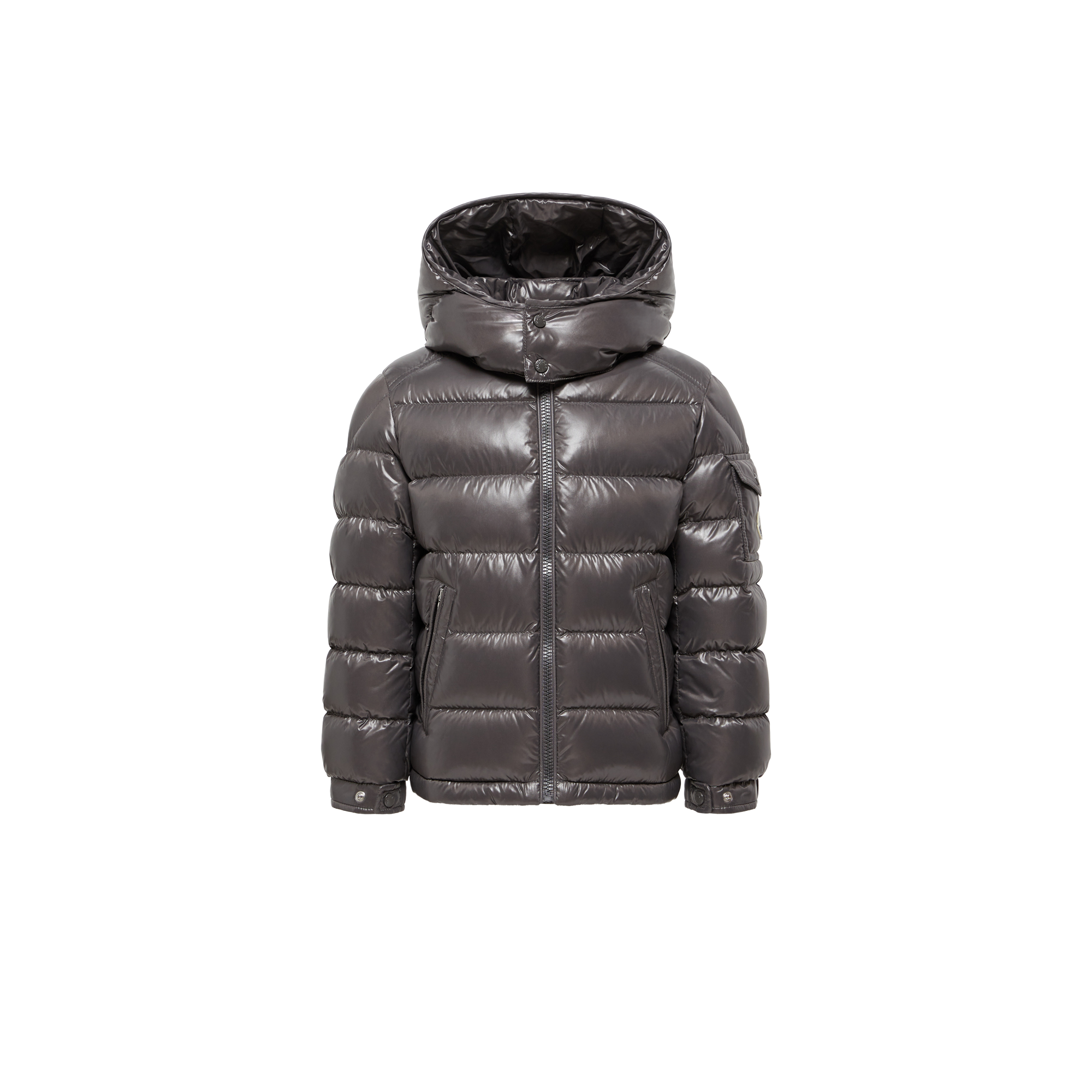 MONCLER ENFANT New Maya Hooded Down Jacket, Boy, Gray, Size: 14Y