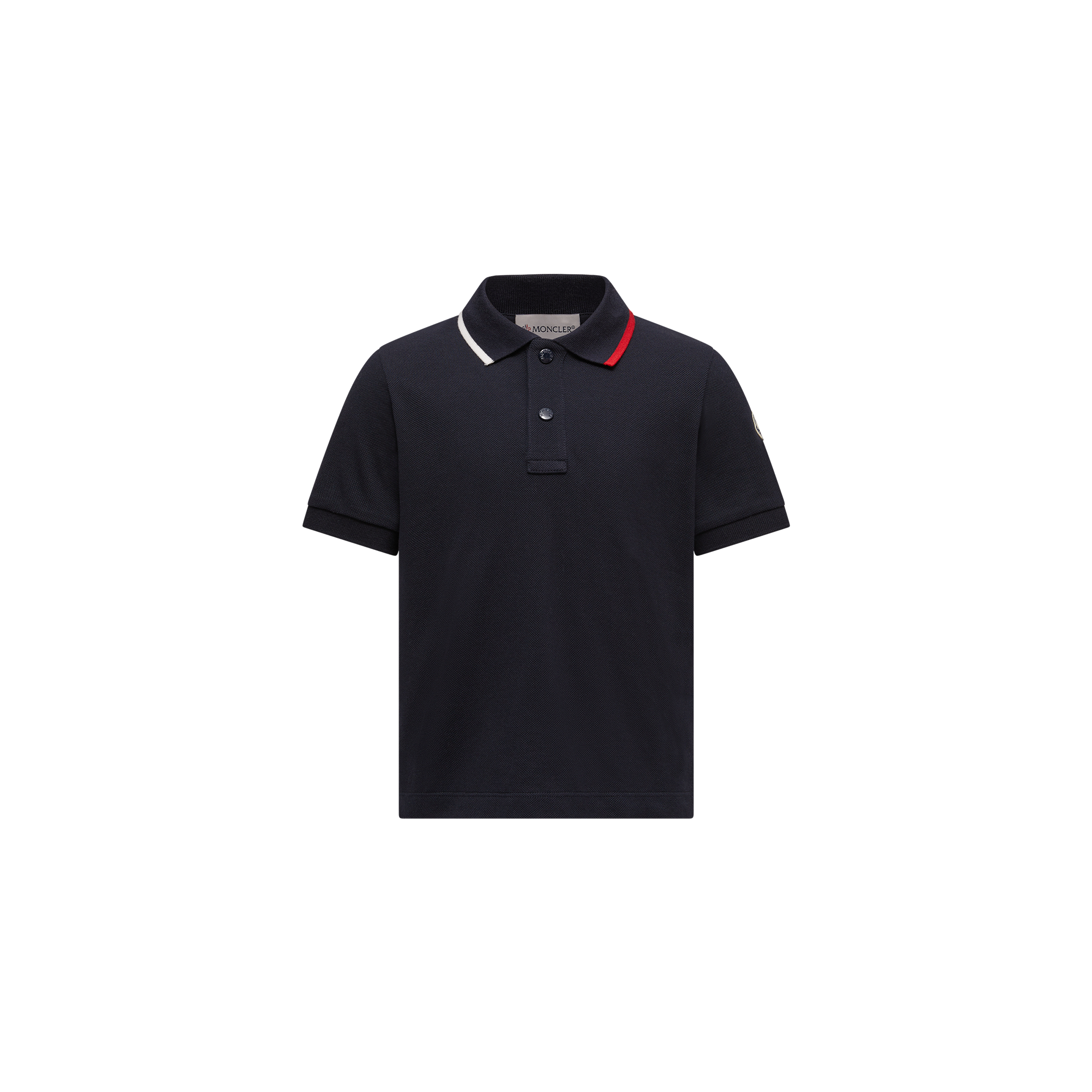 Moncler Polo En Piqué De Coton In Black
