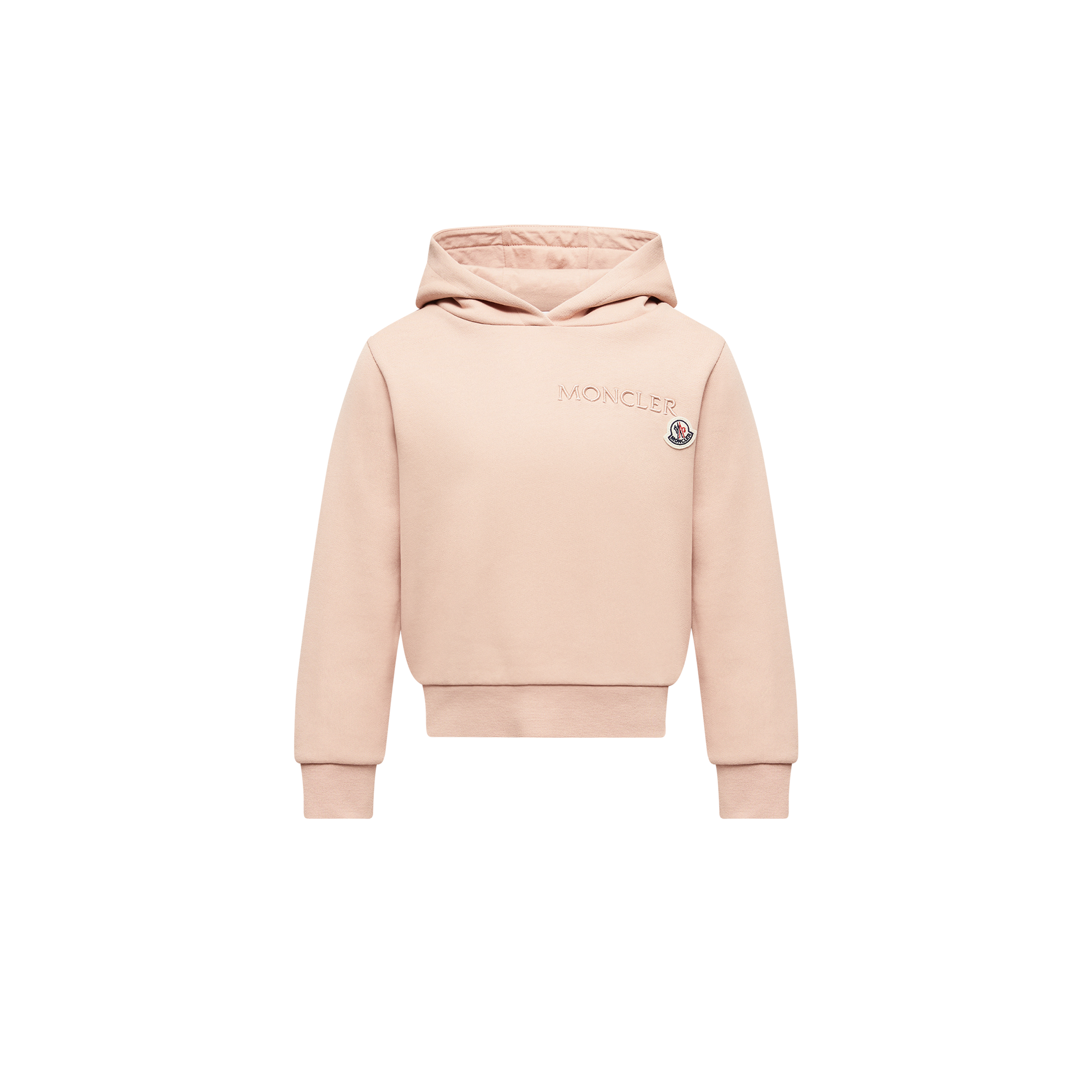 Moncler Sweat À Capuche En Coton Avec Logo Brodé In Pink