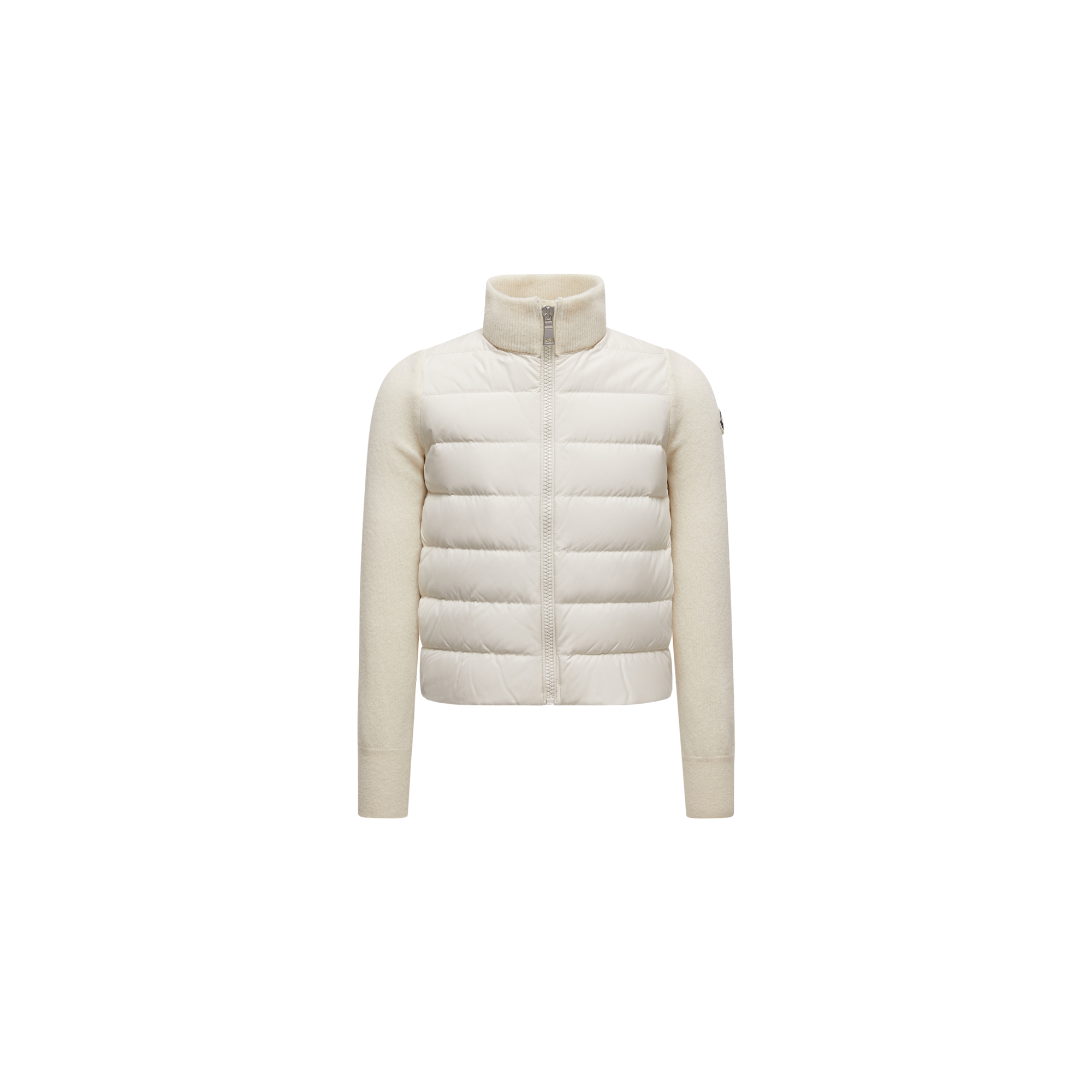 Moncler Cardigan Zippé Matelassé En Laine In White